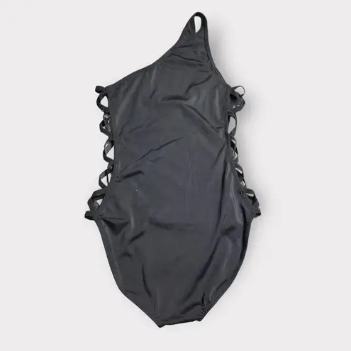 Norma Kamali X Mio One-Shoulder One-Piece Swimsuit Small Cross Black Side NWT