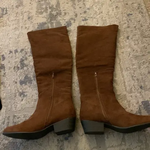 Esprit Tan Treasure Zipper Tall Knee High Brown Boots Size 10