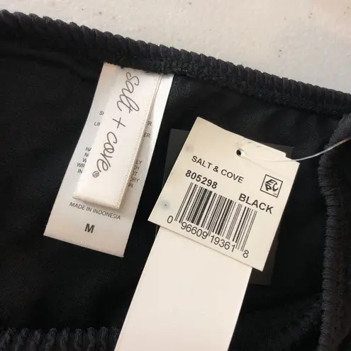 Salt + Cove Juniors' Textured Hipster Bikini Bottoms Black M Size undefined