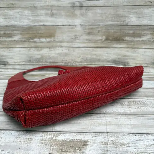 Paolo Masi Y2K Purse Hobo Bag Red Leather Woven Flower Boho Hippie Festival