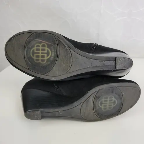 Dana Buchman Womens Boots Size 6.5 Black Suede Wedge Heel Knee High Side Zip