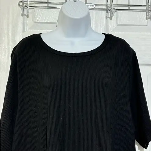 Reformation NWOT  Jeans Womens Short Sleeve Crew Neck Ribbed Shirt Dress Black 3X