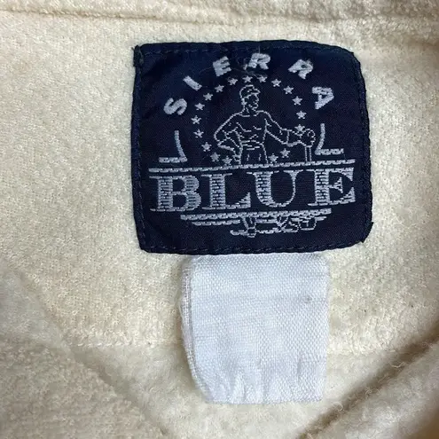 American Vintage Vintage Sierra Blue Terry Cloth Fleece Lined Button Down Cream Medium