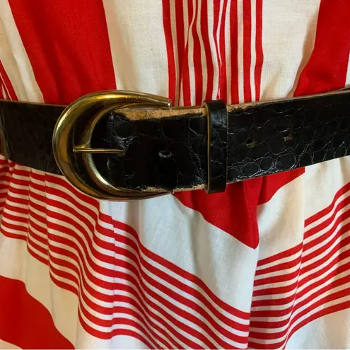 R.E.O. ORIGINALS RED & WHITE CHEVRON STRIPE VINTAGE 1980'S DRESS (M) Size M