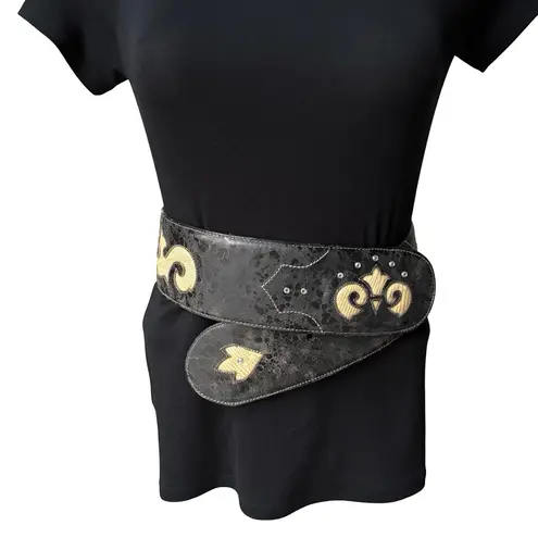 Corral 3” Wide Lizard Skin Notch Belt with Rhinestones, Sz L