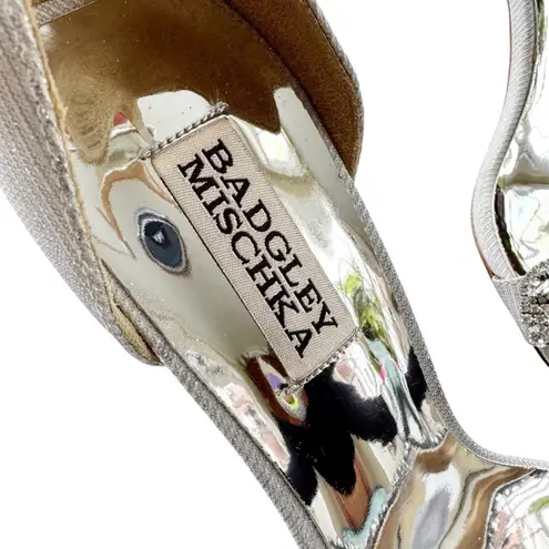 Badgley Mischka Jackie Jeweled Silver Glitter Sandal Wedding Formal Size 8 NWT