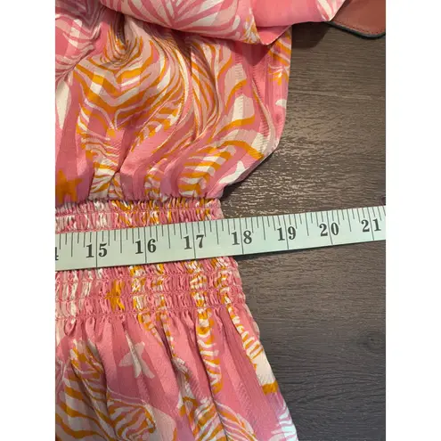 Ramy Brook Mini Dress Leaf Animal Print Smocked Waist Sleeveless Halter Neck