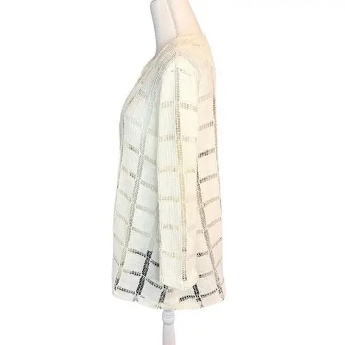 Yushi cream lace minimalist neutral jacket crochet minimalist casual blazer Size M