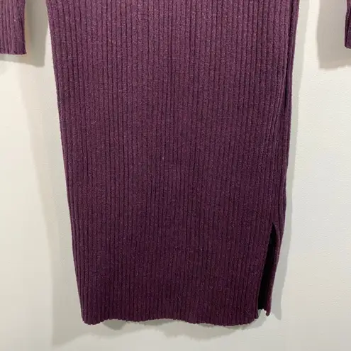 Marine layer Women Purple Ribbed Marnie Wool Blend Midi Sweater Dress Size XL