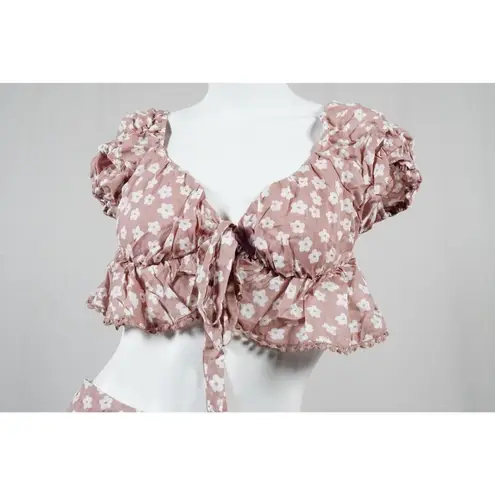 Sobo Hattie Skirt with Top Floral Dusty Rose Pink Cotton Layered Woman's Small