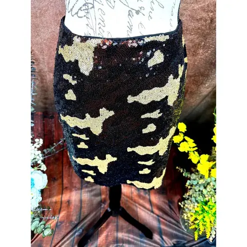 Three Eighty Two Sequined Camouflage Mini Skirt Brown Multi size S