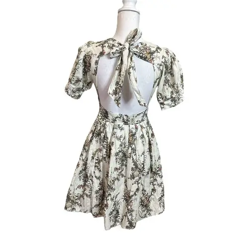 Agua Bendita Menta Papier Dress Floral Fit and Flare Open Back Womens Size Small