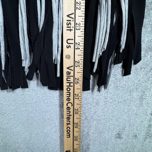 IC by Connie K Fringe Tunic Top Women Large Gray Black Casual Comfy Lagenlook