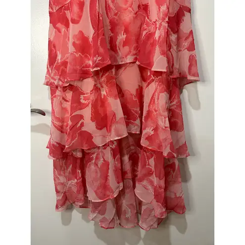 Hutch Kennedi Ruffle Tiered Maxi Dress Pink Floral Print Size 14 NWT Flowy Skirt