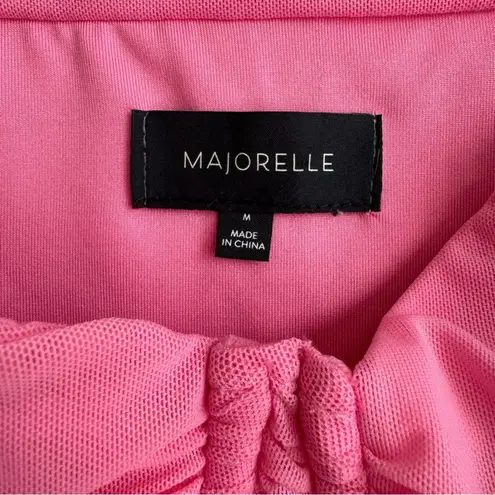 Majorelle Tabitha Ruched Mesh Midi Dress in Bubblegum Pink - Size Medium