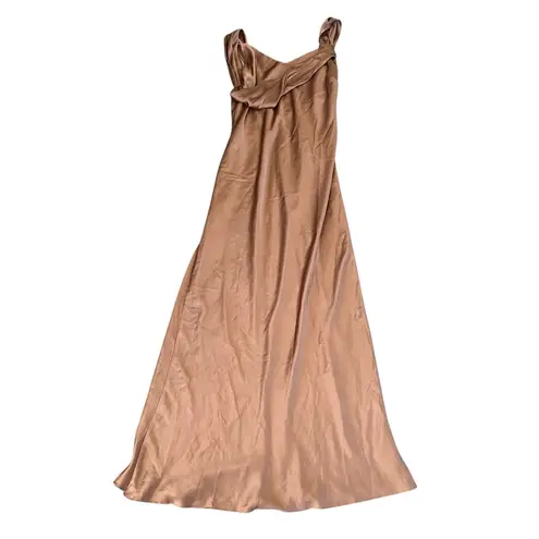 Fame and Partners Frame and Partners Francois Bronze Satin Draped Maxi Dress Size 12 NWT