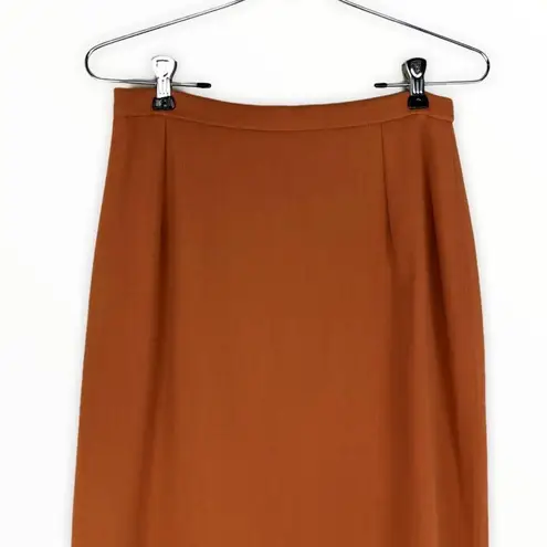 Max Mara Burnt Orange Wool Lined Pencil Midi Skirt size 6 made in Italy