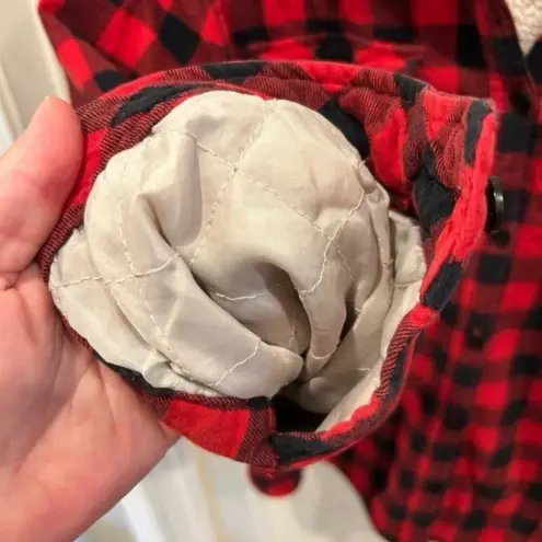 Boston‎ Traders Womens Flannel Sherpa Lined Shacket Size Large Red