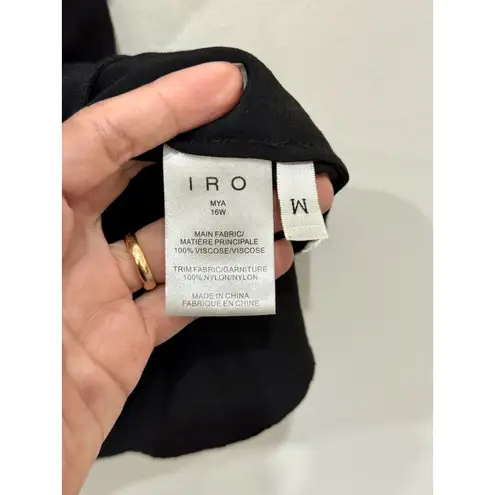 IRO Mya 3/4 Sleeve Cold Shoulder Lace Trim Blouse Top Black Women's Size 38 / 4