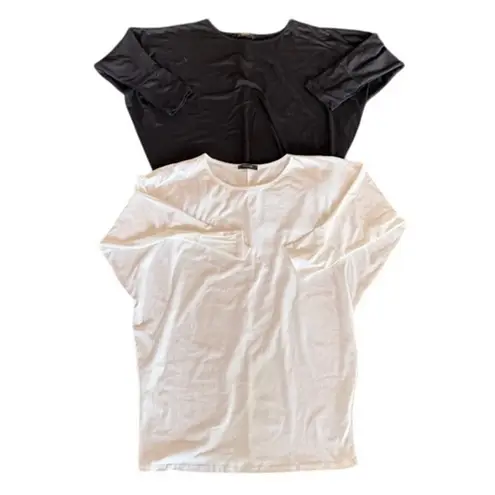 2 Ssoulm Long Sleeve Tunic Tops Black & White Size Large