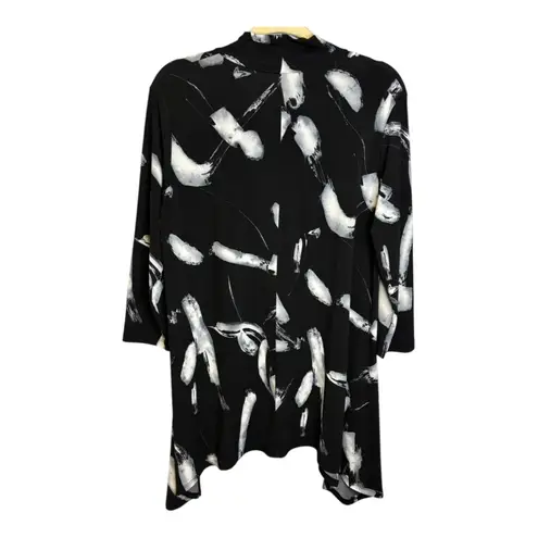 Clara Sun Woo Blouse Women&#x27;s Size Large Tunic Abstract Office Silver Black