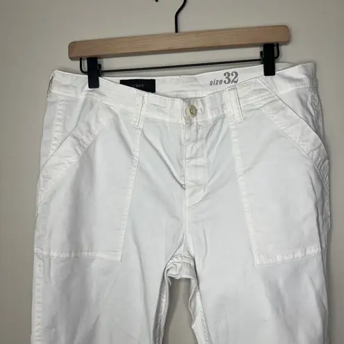 J.Crew  Off-White Cargo‎ Jeans Ankle Zipper Patch Pockets Stretch Comfy Size 32