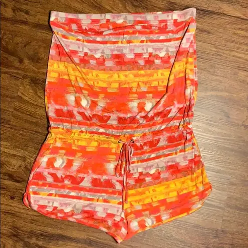 Mossimo tropical sunset strapless shorts romper Size L
