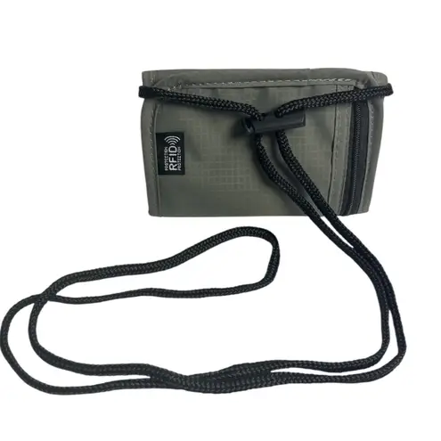 None Gray RFID Neck Wallet Passport Holder