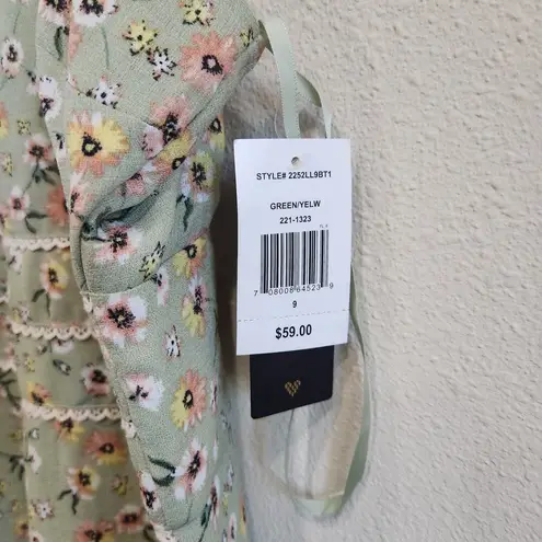 City Triangle Floral Halter Neck Skater Dress Back Zip Green Yellow Size 8