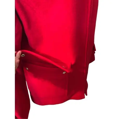 Preston & York red hooded pure wool front zip coat. Size 16