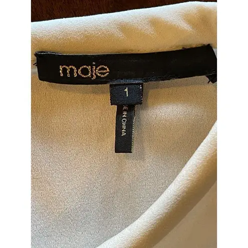 Maje Blue White And Black Colorblock Silk Detail Crew Neck Mini Shift Dress S