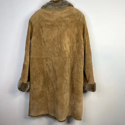 Bernardo Long Length Suede Leather faux Shearling Warm Winter Coat womens XL