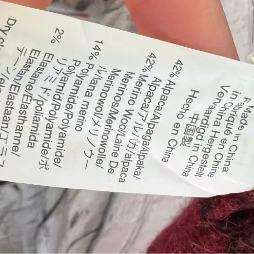 Madewell  Alpaca Merino Wool Burgundy Animal Print‎ Open Front Cardigan Oversized