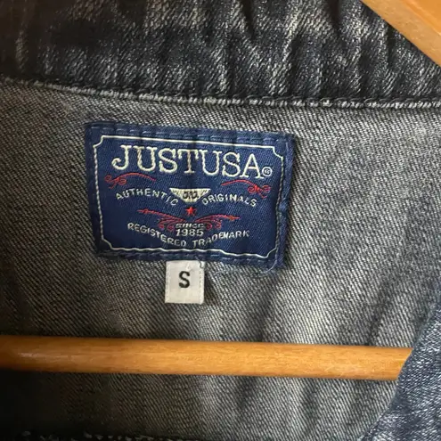 Just USA Cropped Denim Jacket Size S GUC