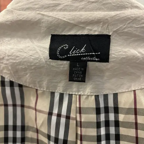 Click Collection Trench Coat Large Beige Pocket Missing Belt Collar Lapel Notch