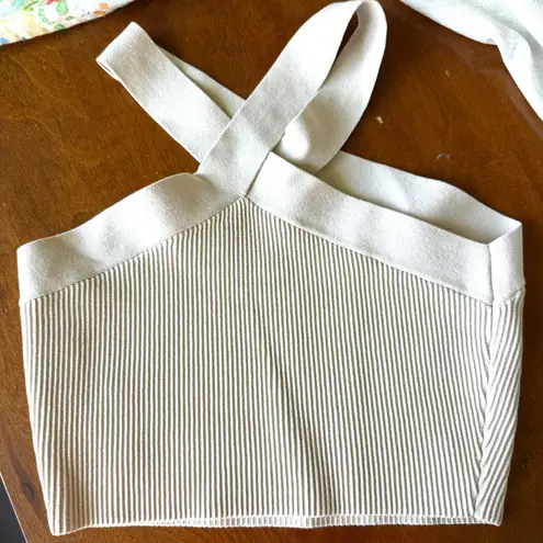 Babaton Aritzia Sculpt Knit CrissCross Cropped Tank Top Women's Size Large