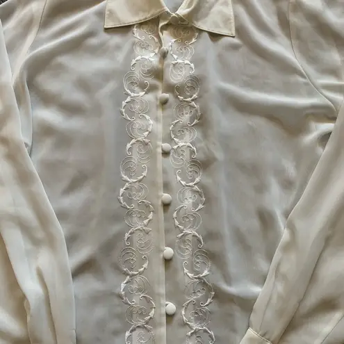 Christie & Jill Vintage 1980s romantic poetcore sheer blouse sz L