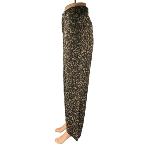 Project Rebel Tan Black Leopard High Waisted Wide Leg Baggy Trousers Pants Sz S