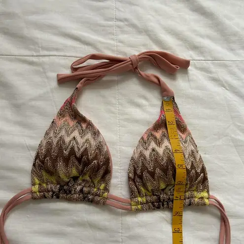 Chevron pink and yellow shimmer bikini top Size medium