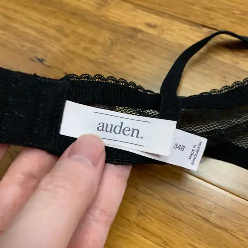 Auden Black Lace Balconette Underwire Bra Size 34B Unlined Full Coverage Floral