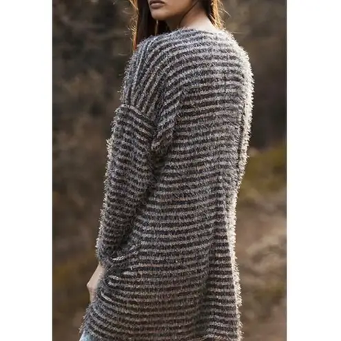 ASTARS Cupcakes Cardigan Blush Pink Gray Stripe Eyelash Pockets Long Size Small