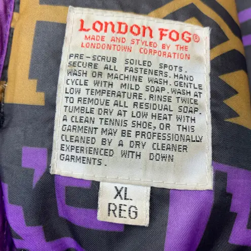 London Fog Vintage 80s Jacket XL Multicolor Aztec Pattern Removable Liner