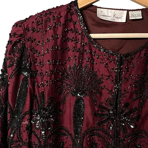Laurence Kazar Vintage Womens Silk Beaded Sequin Evening Jacket Size L Party