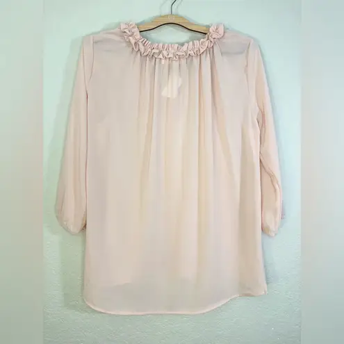Peach Love California Soft Pink Ruffle Blouse Size L