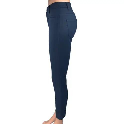 Denim Studio Blue Pinstriped Skinny Leg Mid Rise Zip Hem Trousers Dress Pants 24