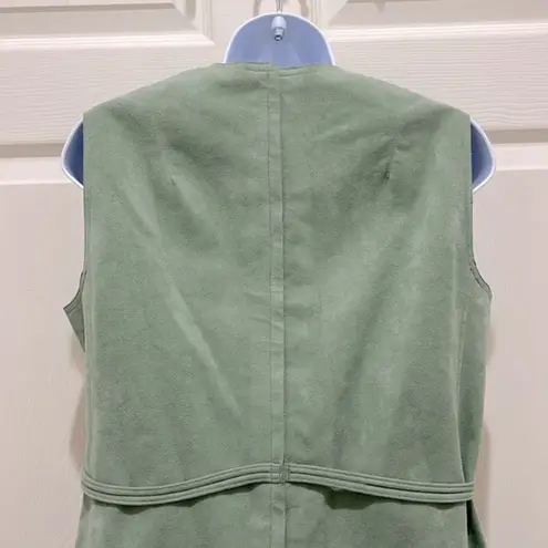 Nat Kaplan Couture Vintage Green Ultra Suede Sleeveless Sheath Dress Size 8