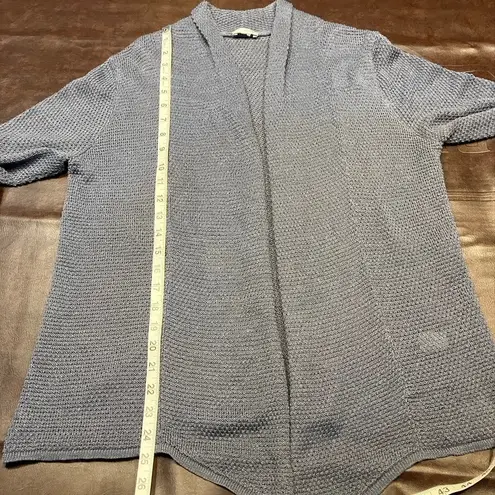 Pure Jill Womens M/L Open Linen Rayon Cardigan Grey Blue Coastal Spring Classic Gray Size M