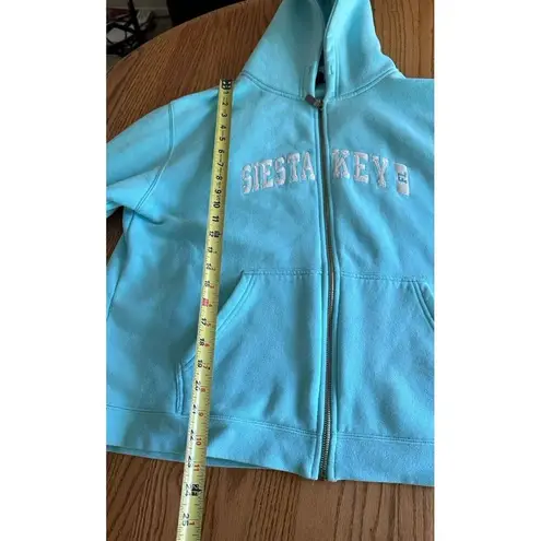 Womens Hoodie Size L Sky Blue Zip Siesta Key Florida Sweatshirt Full ZipHoodie Size L