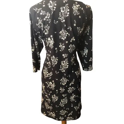 Nine Britton Sklyee black and cream ditzy floral Brush Knit Dress Black 1X