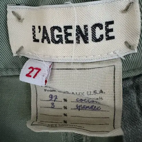 L'Agence Jem Brigade Denim Cropped Trouser Side Stripe Pants in green Size 27